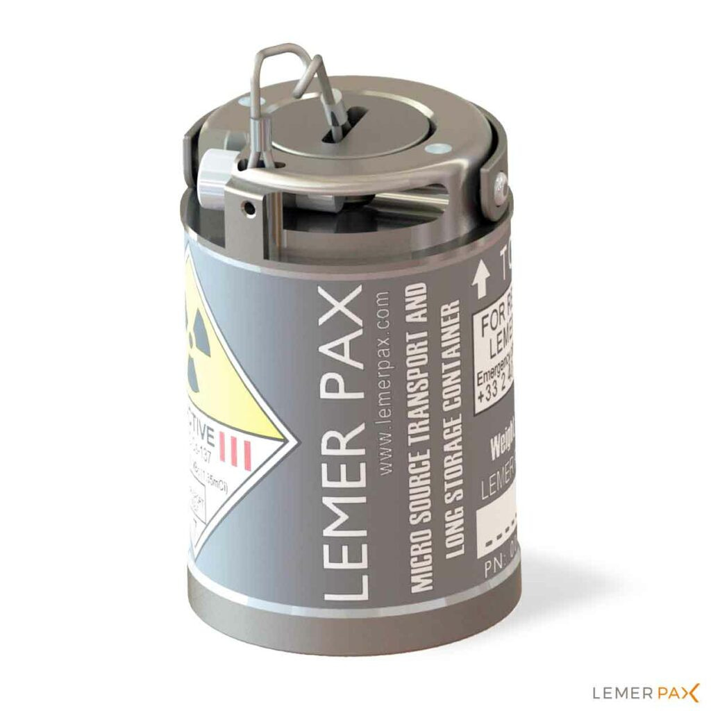 Posisafe Type A Shielded Container Range:  Showcasing various models with different shielding materials (tungsten and lead) and ergonomic handles for secure and easy handling.