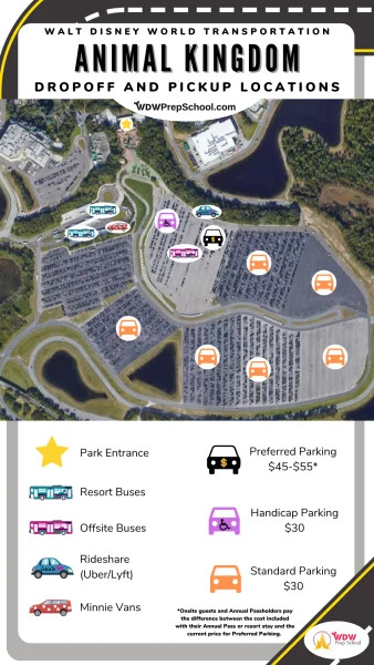 Animal Kingdom transportation drop-off and pick-up map