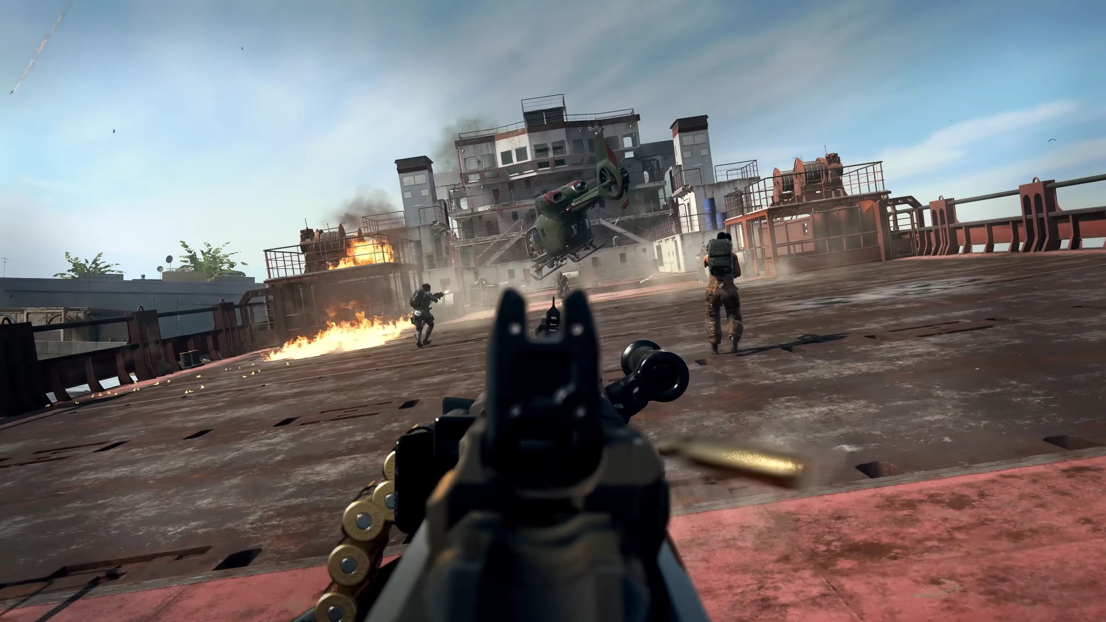 A player engaging enemies on the Konni ship in COD Warzone DMZ