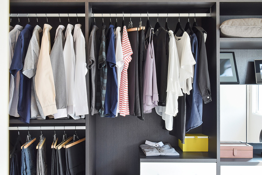 clothes in closet