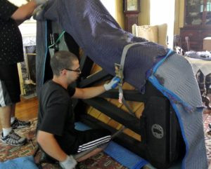 Heavy duty straps are used to secure the blankets so they don