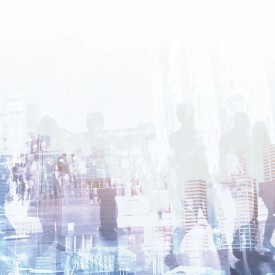 Figures of people representing the workforce in RV transport industry against a USA map backdrop, symbolizing nationwide RV transportation services.