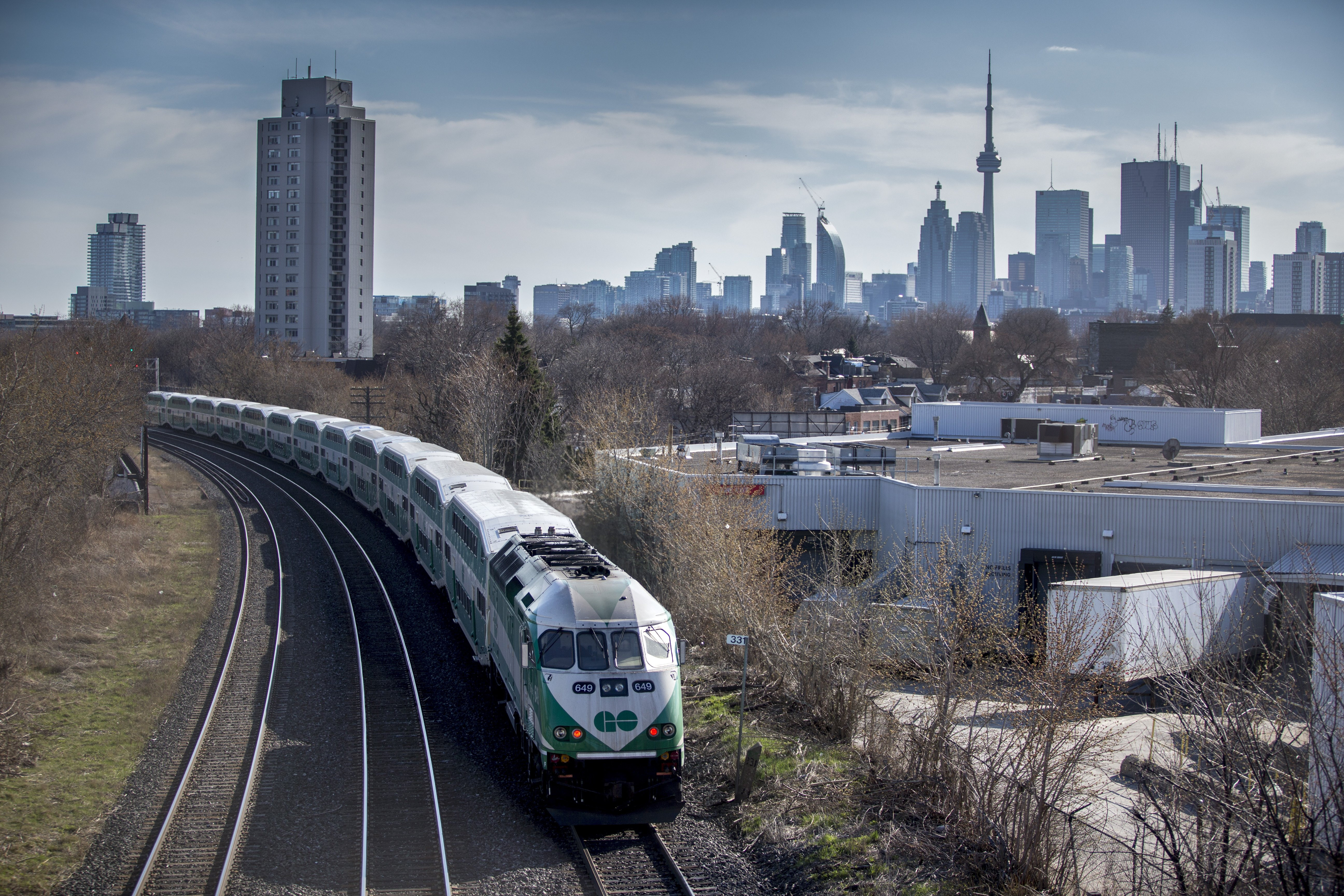 Toronto's Go Train, representing Canada's investment in suburban rail transit.