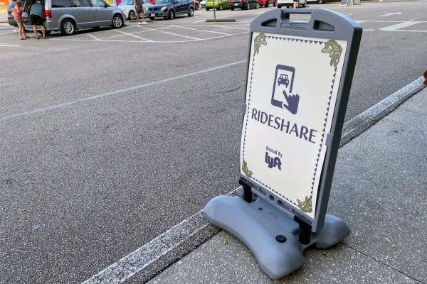 Ride Share pick up sign at Disney World