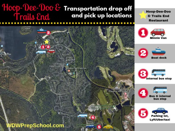 Sign showing directions to Hoop Dee Doo and Trails End at Fort Wilderness