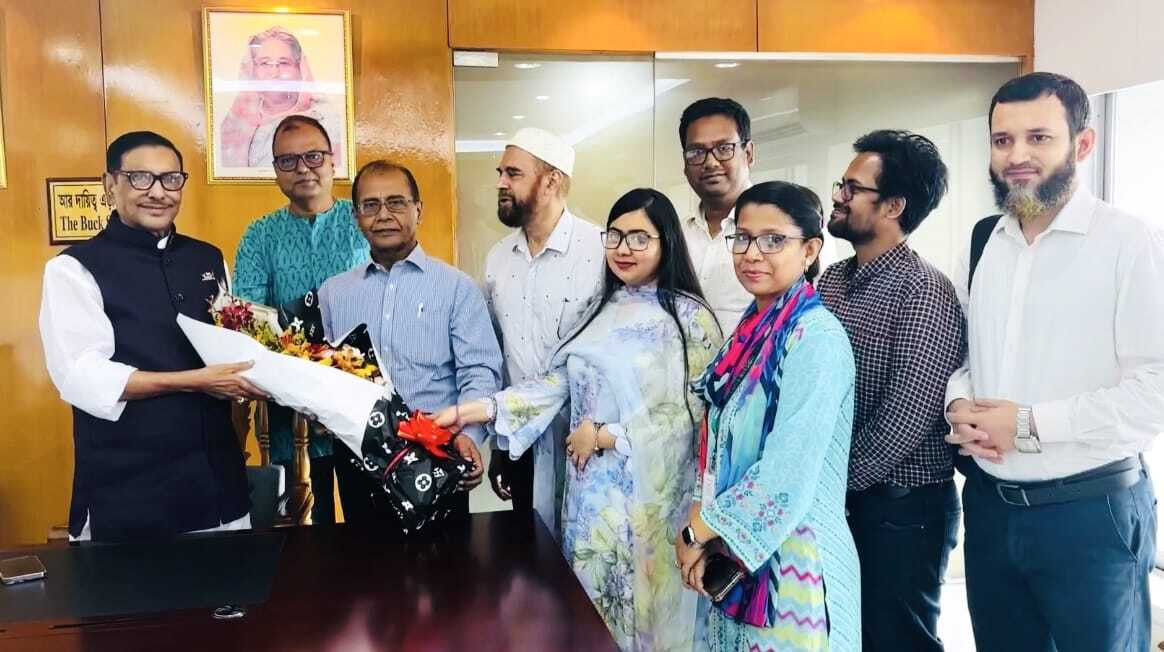 Bangladesh Road Transport Authority (BRTA) officials and road safety advocates celebrate the launch of the Speed Limit Guideline 2024 in Bangladesh, a new initiative to improve road safety.