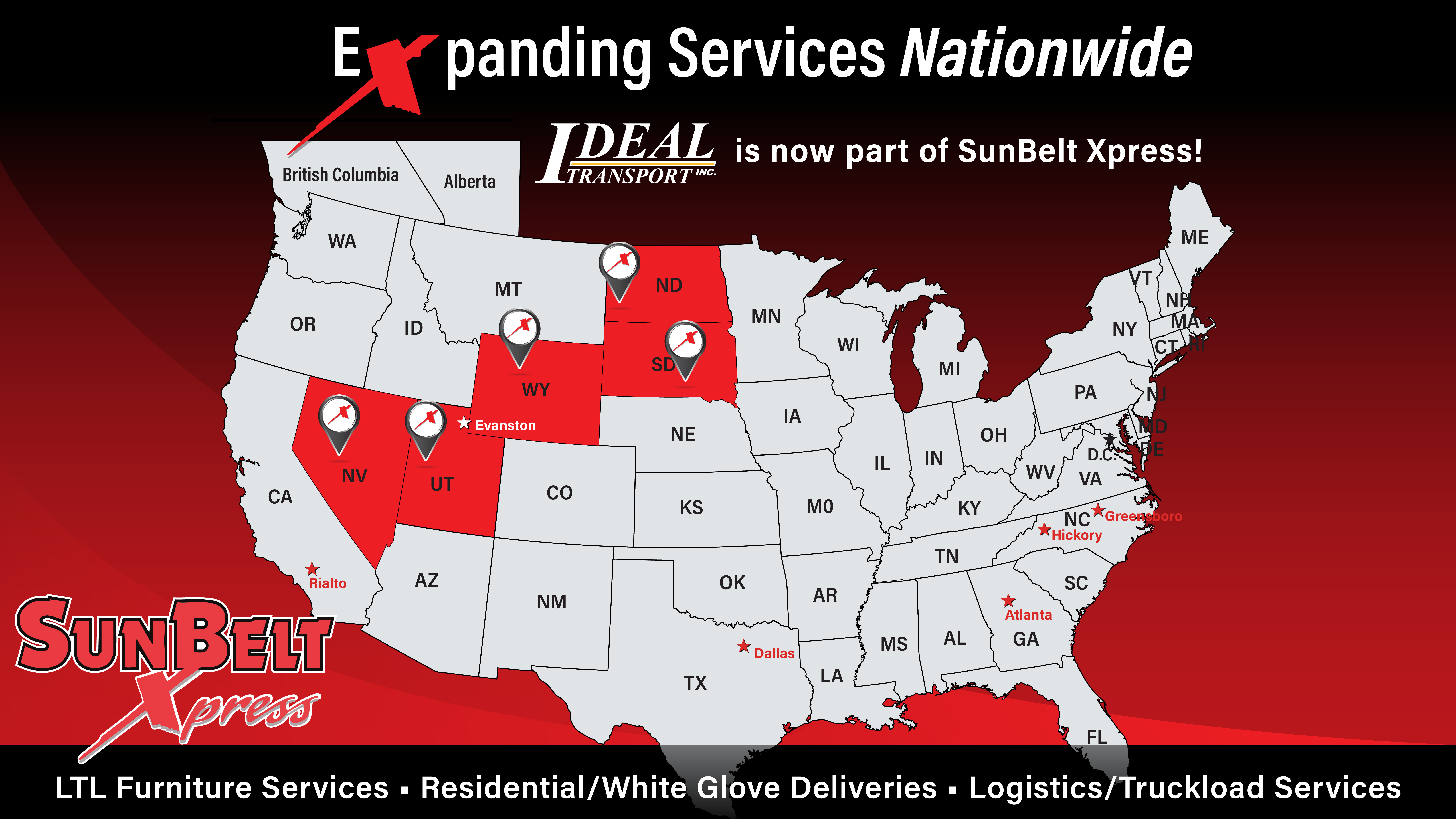 SunBelt Xpress and Ideal Transport Expand Nationwide Furniture Transportation Services