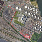 Vehicle delivery waypoint at 921 Delancy St, Newark, NJ, USA, indicating Marine Transport Logistics' efficient delivery network.