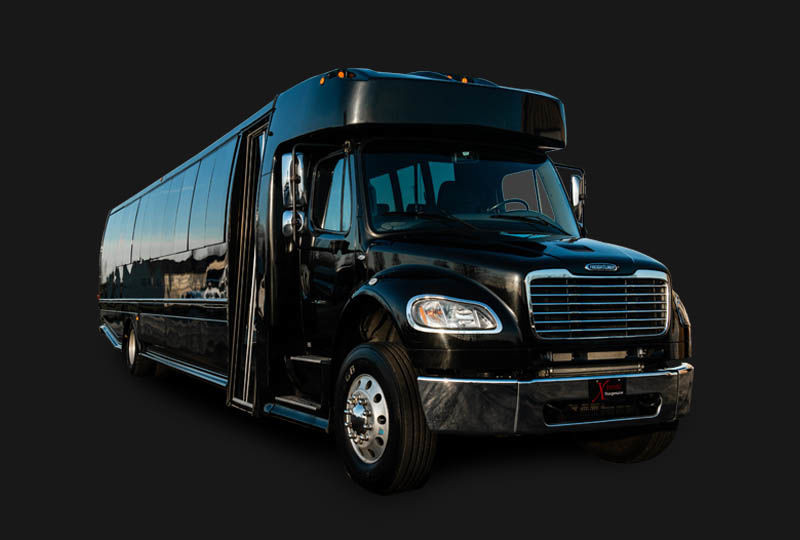 Another view of the 24 passenger party bus, highlighting its party-ready features