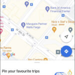 Typing a destination into the Google Maps search bar on an iPhone