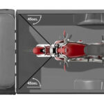Overhead diagram of proper motorcycle strapping locations