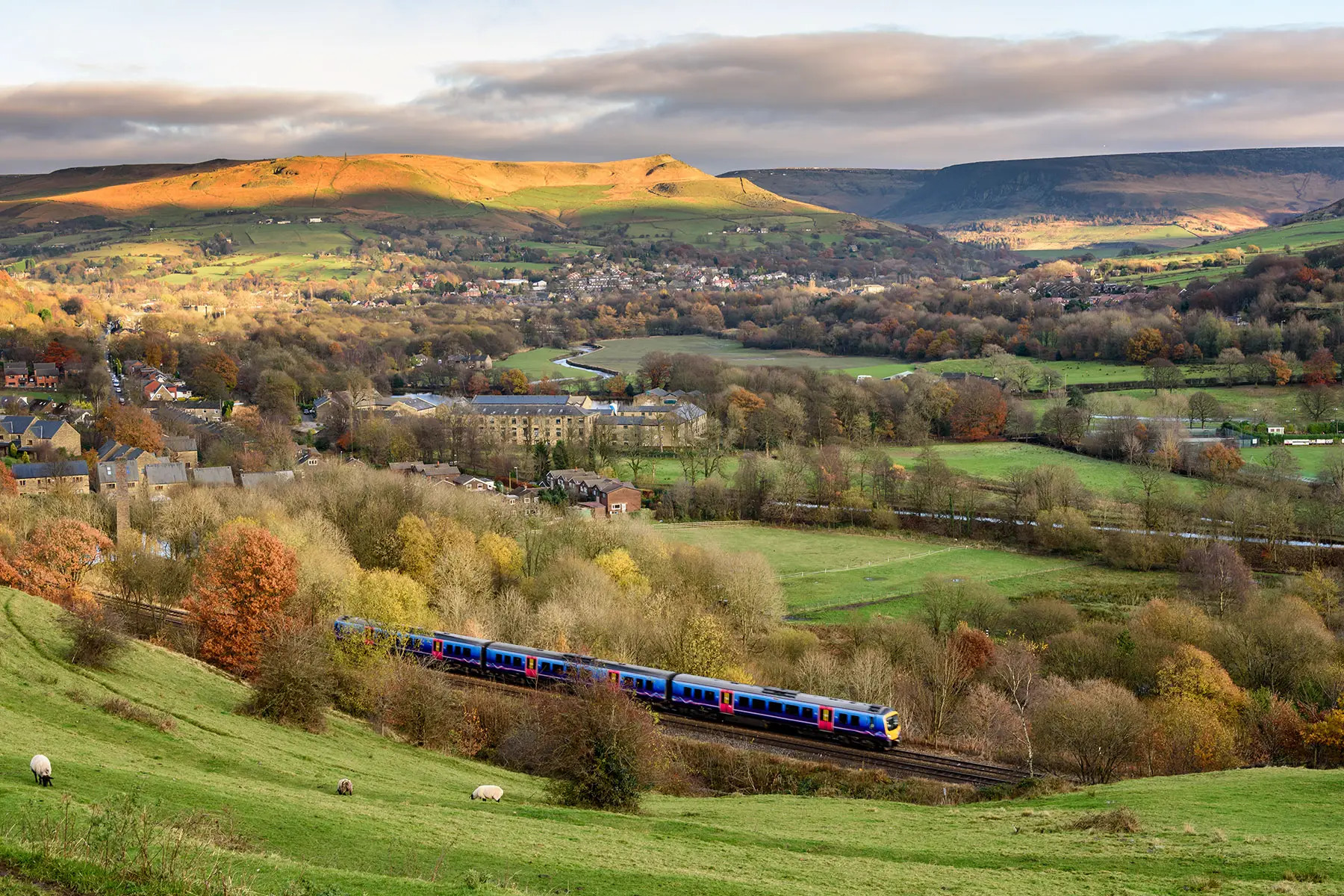 A passenger train near Manchester, UK