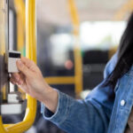 Employee using public transport in Brazil